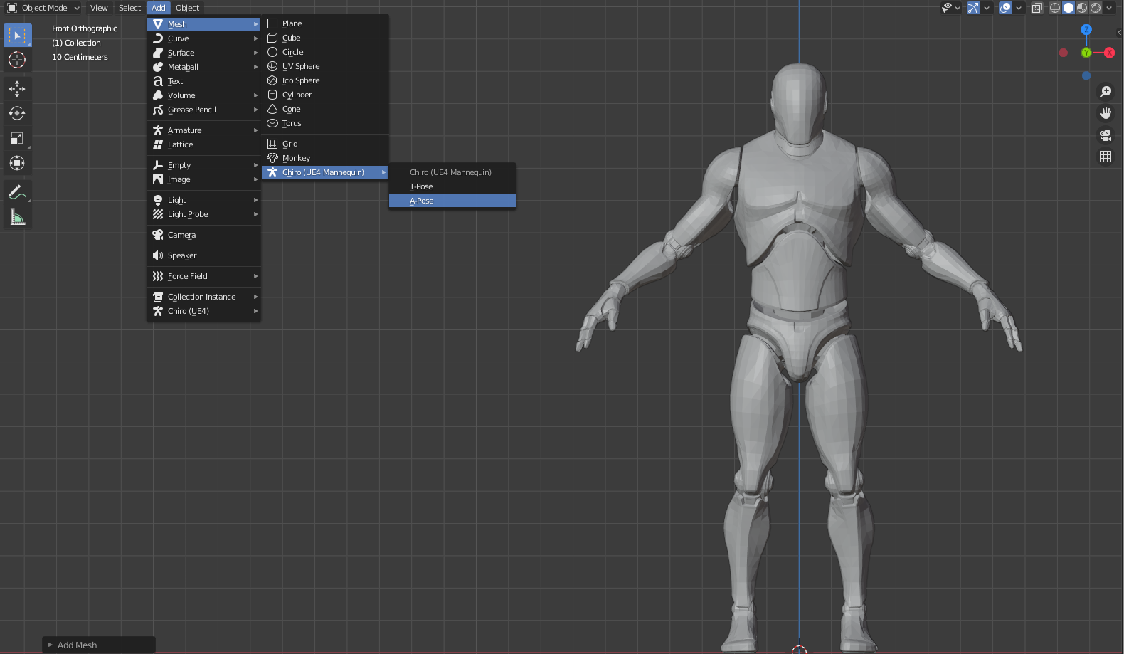 Add Mannequin A-Pose mesh